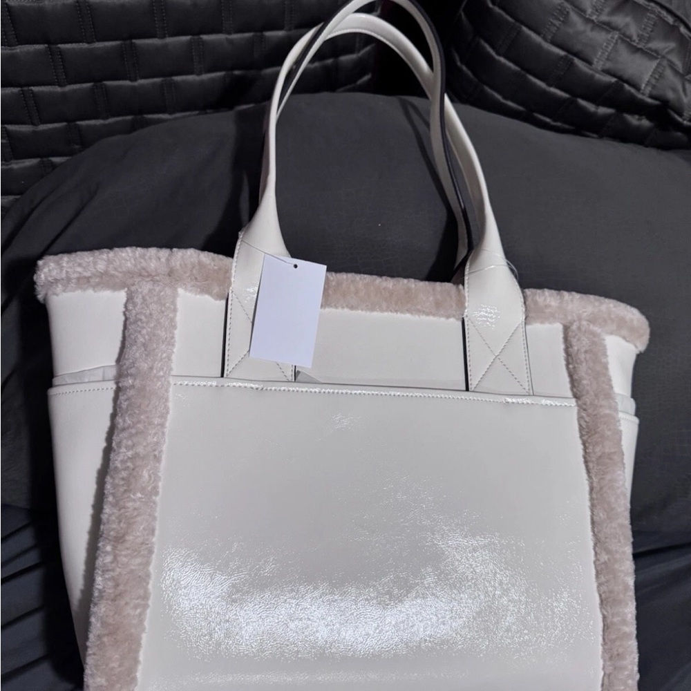 Kate Spade Large Cream Embroidered patent leather tote fur - NWT retails: $429 - Picture 5 of 12